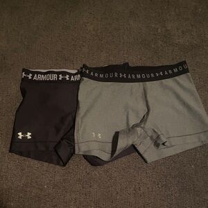 Under Armour Black and Gray Compression Shorts